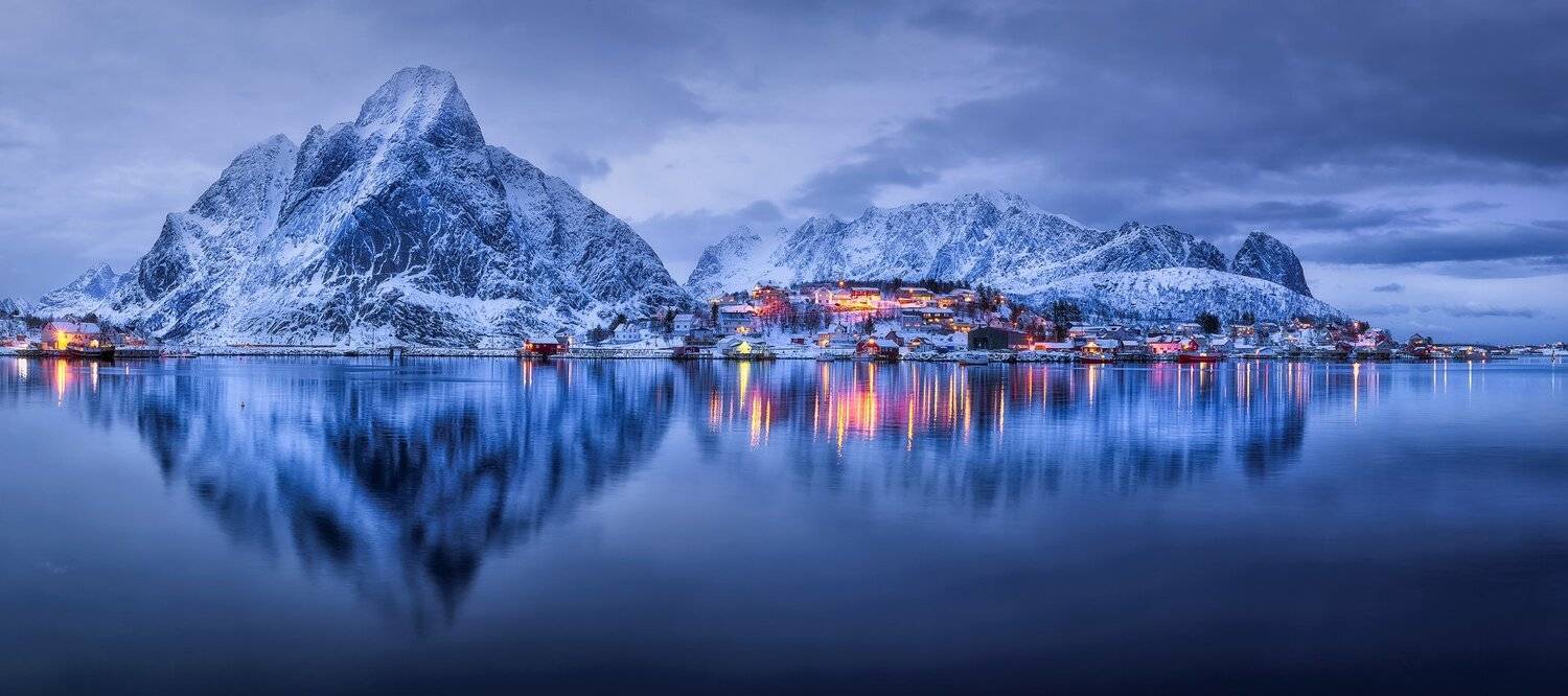 lofoten, reine, reflections, bluehour, mountains, seascape, landscape, panorama, mystic, soothing, twilight, myst, water, light, Bartłomiej Kończak