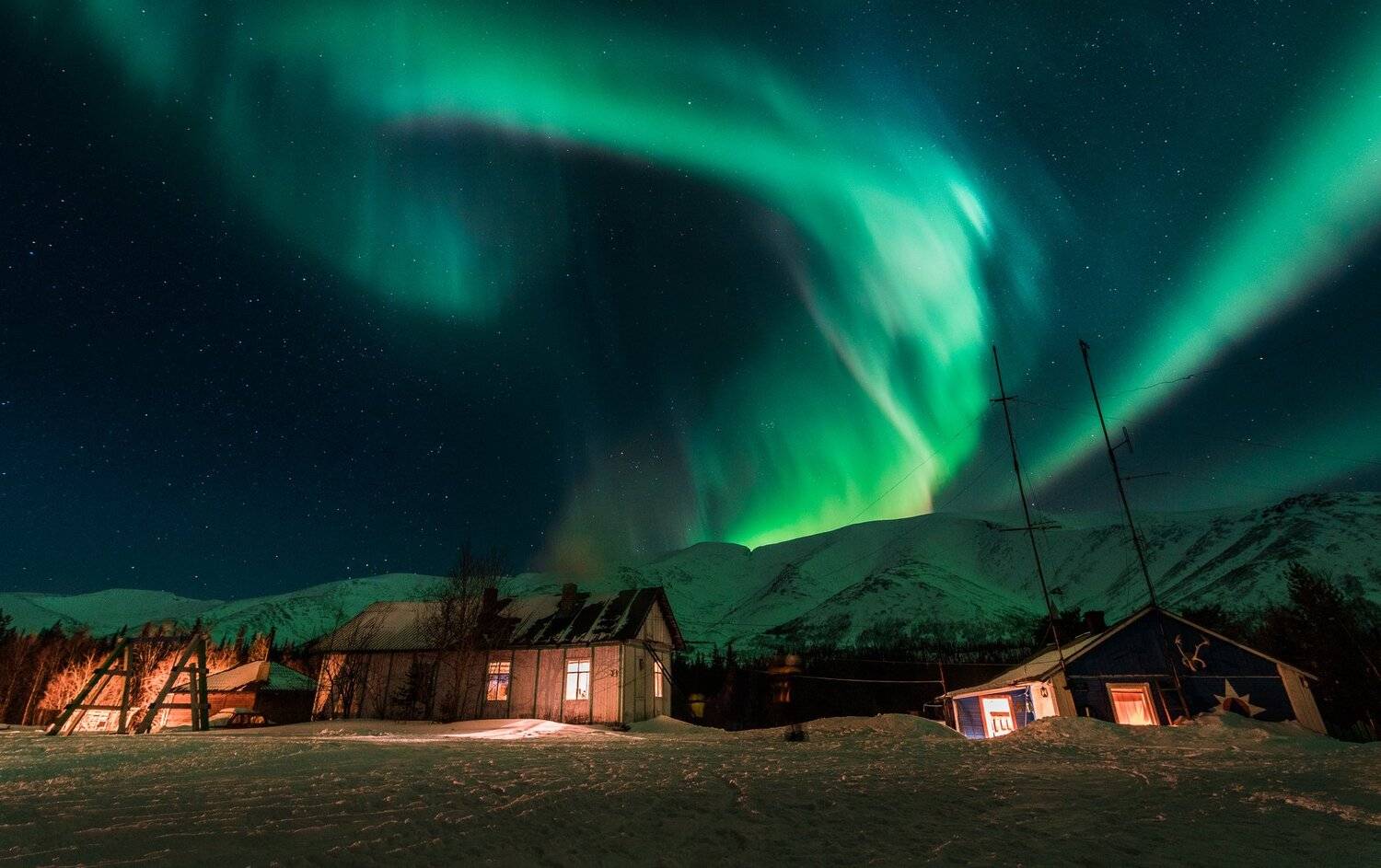 Хибины, Куэльпорр, северное сияние, Evgeniy Khilkevitch