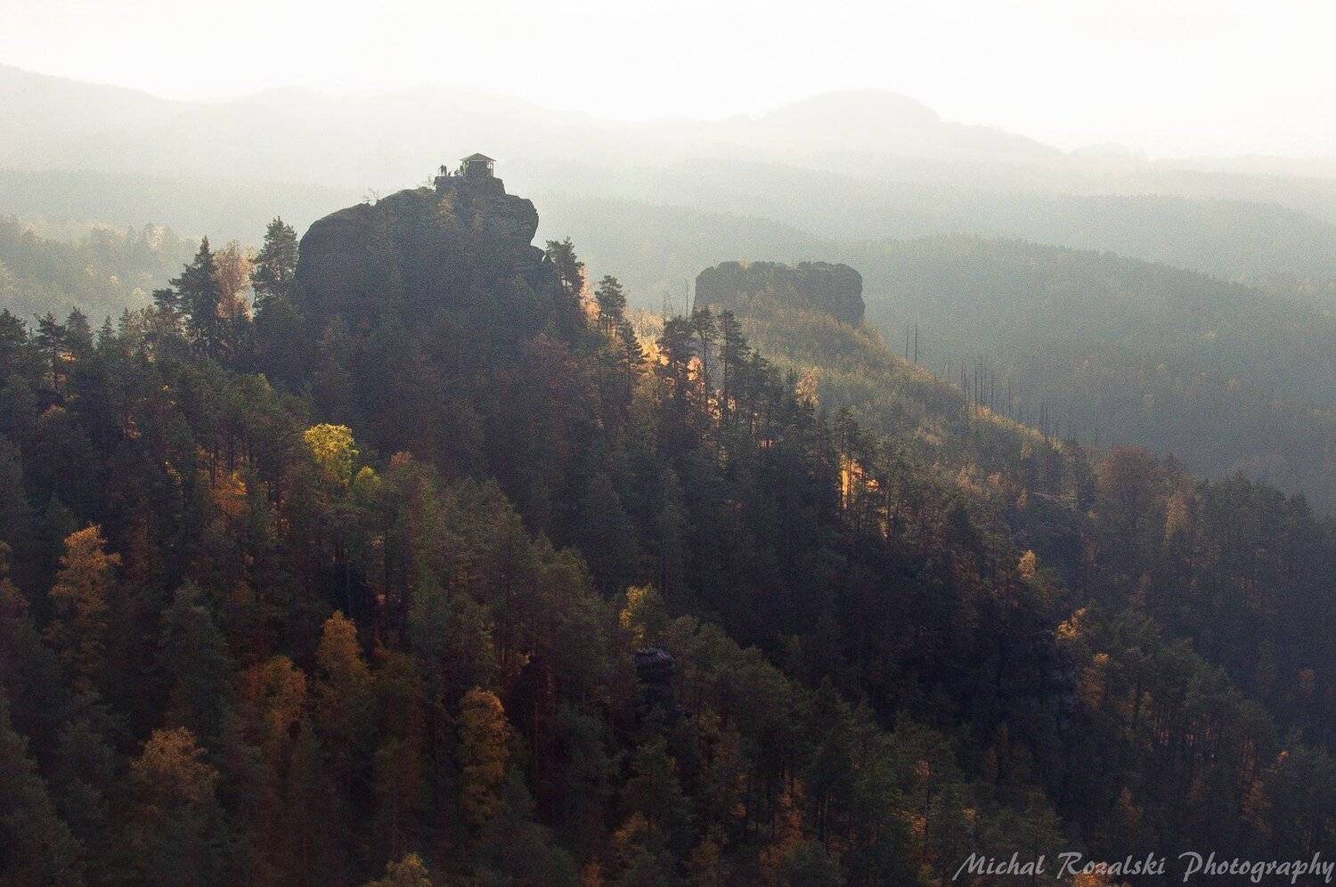 autumn, , rocks, , bohemianswitzerland, , misty, , morning, , forest, , trees, , landscape, Michal Rozalski