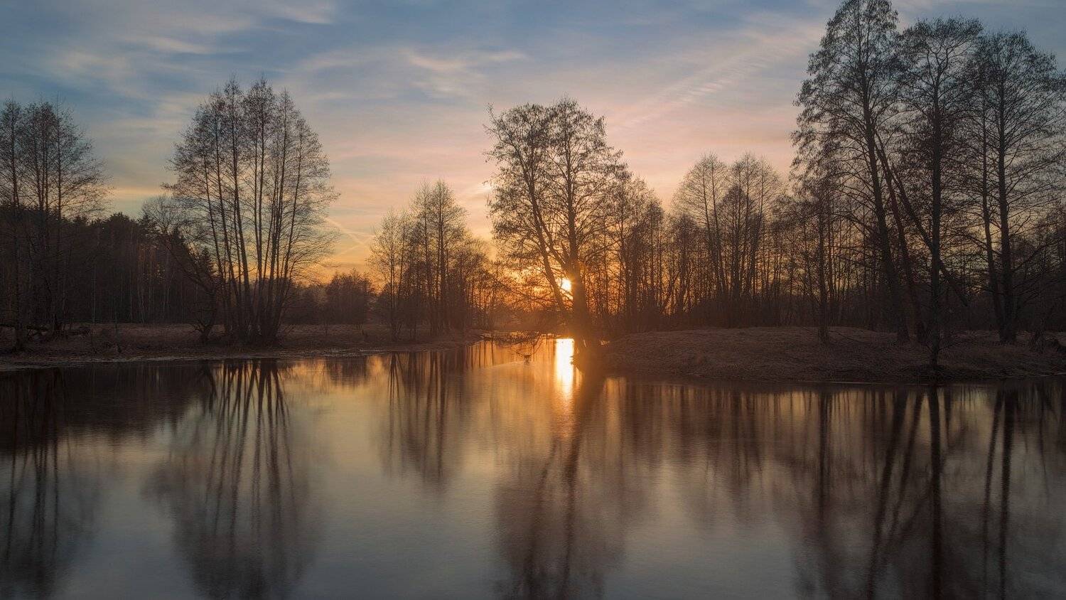 закат, март, весна, река Уша, Михаил Кушнер