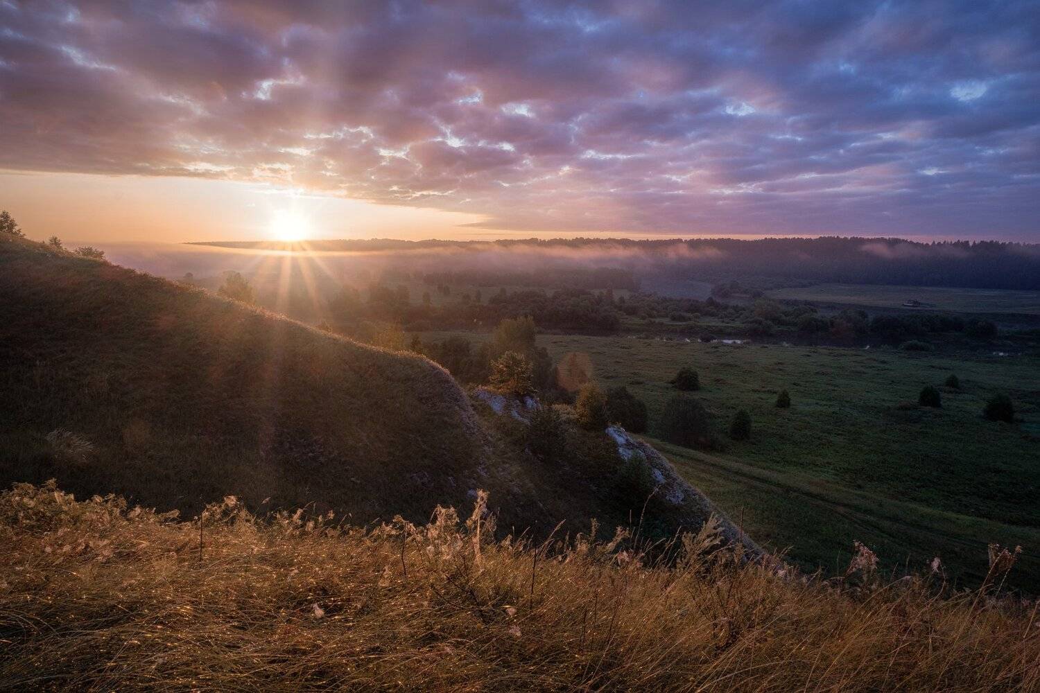 урал, сылва, река, мозжегоры, долина, рассвет, угоры, туман, август, трава, ковыль, Андрей Чиж