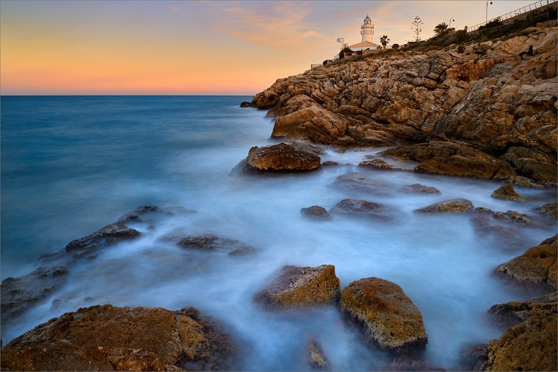закат, скалы, море, пейзаж, длинная экспозиция, небо Lighthouse dreams фото превью
