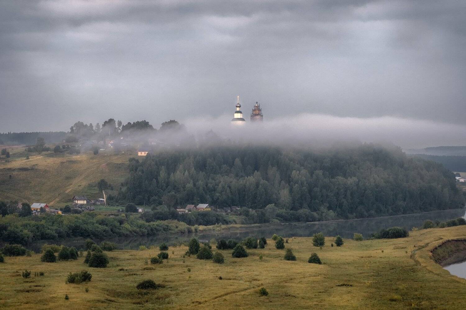 урал, сылва, река, долина, каширино, деревня, церковь, туман, утро, рассвет, август, Андрей Чиж