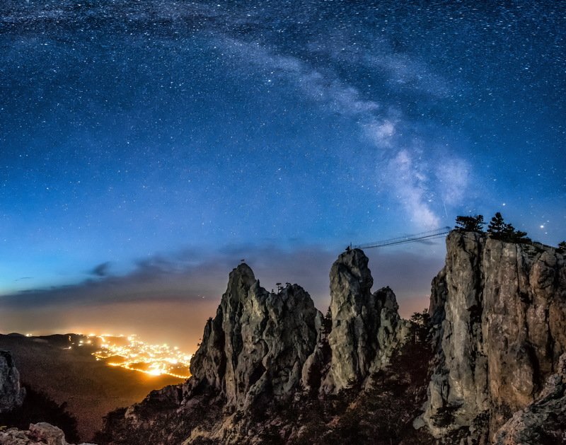 крым, горы, crimea, звезды, ночь, ялта, ай петри  фото превью