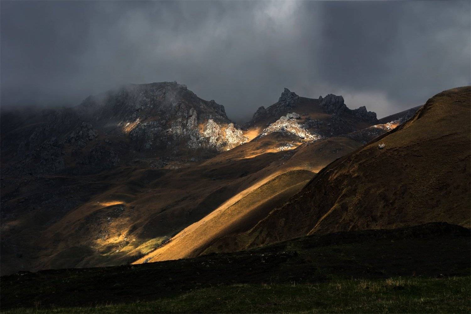 природа, пейзаж, горы, кавказ, природа россии, дикая природа, закат, свет, облака, вечер, весна,, Альберт Беляев