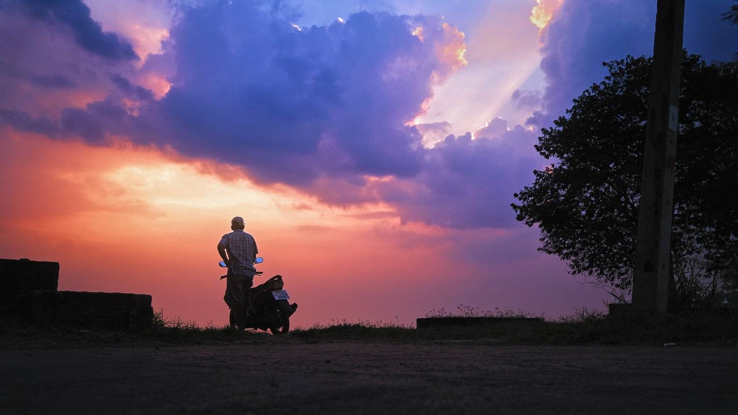 bike, man, male, motorbike, clouds, sky, sun, tree, thai, thailand, asia, cinematic, colorgrade, colorgrading, filmlook, Кыштымов Максим