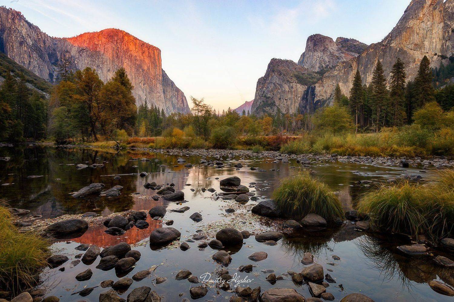 пейзаж, закат, природа, лес, Калифорния, Йосемити,отражения, национальный парк, приключения, путешествие, фототур, Илышев, США, осень, горы, скала, Dmitry Ilyshev