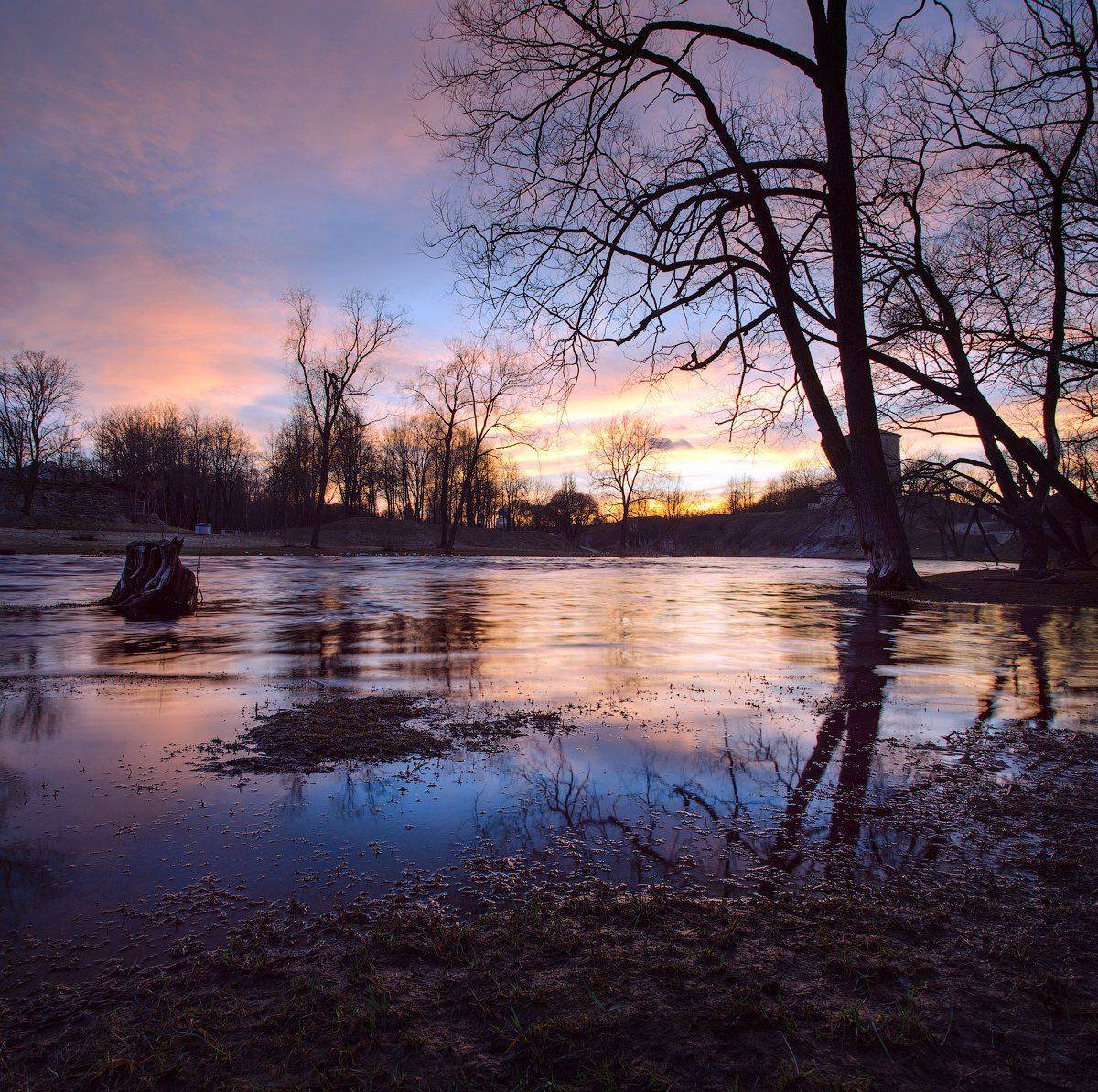 закат, псков, река, отражение, Майя Афзаал
