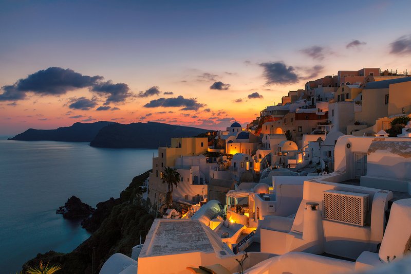 Santoriniб island, Greece, sunset, night Вечер на Санторини фото превью