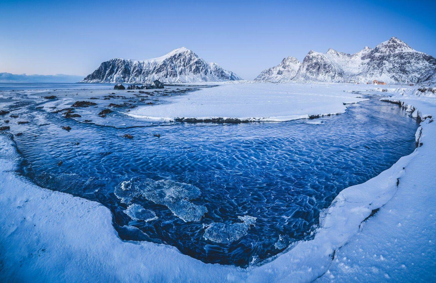 flakstad,lofoten,skagsanden,winter,mountains,water,snow,frozen,frost,cold,panorama, Adrian Szatewicz