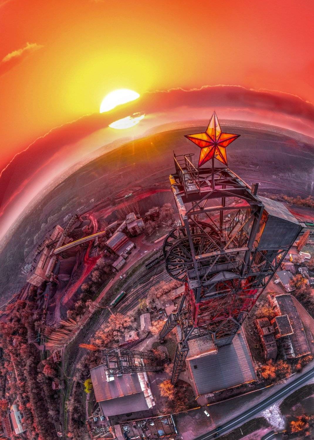 панорама, квадрокоптер, карьеры, пейзаж, промышленный пейзаж, шахты, закат, город,, Игорь Квочка