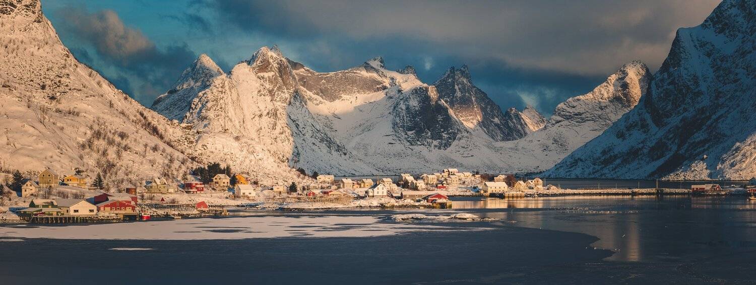 reine,lofoten,norway,norwegian,village,scandinavia,winter,mountains,panorama,panoramic, Adrian Szatewicz