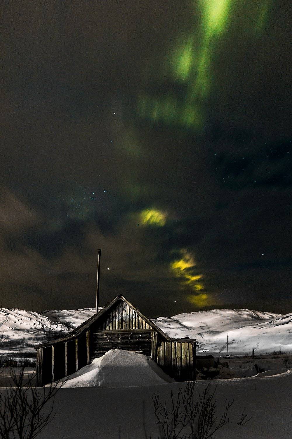 северное сияние, снег, Ольга Йонш