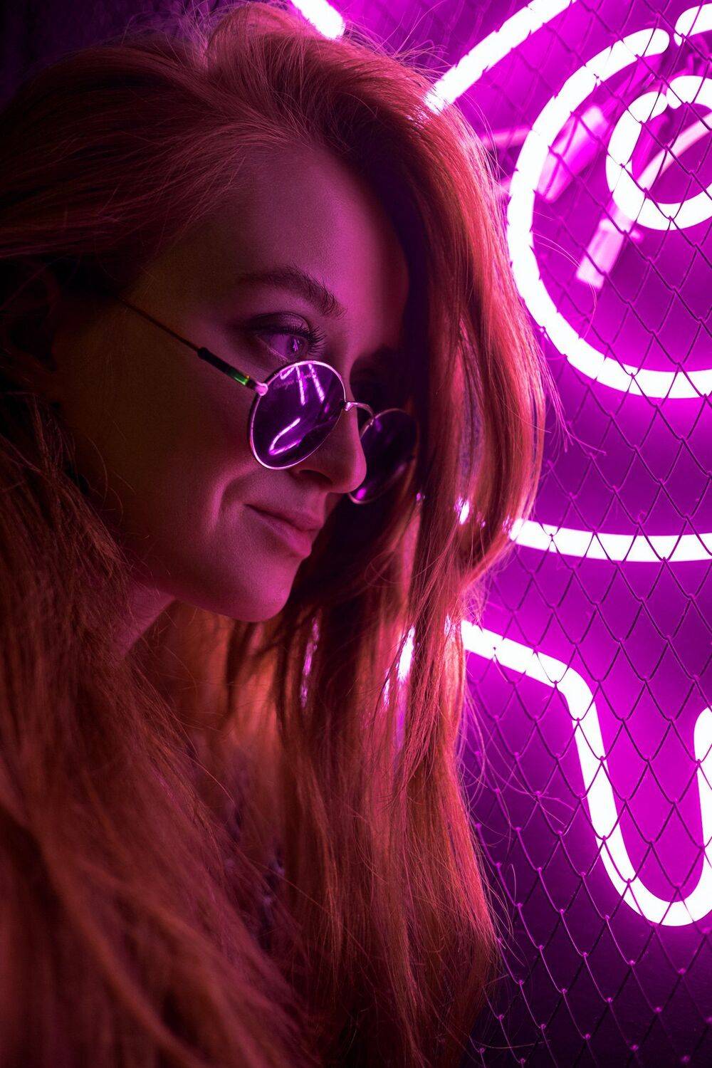 girl, portrait, redhair, neon, Кирилл Соколов