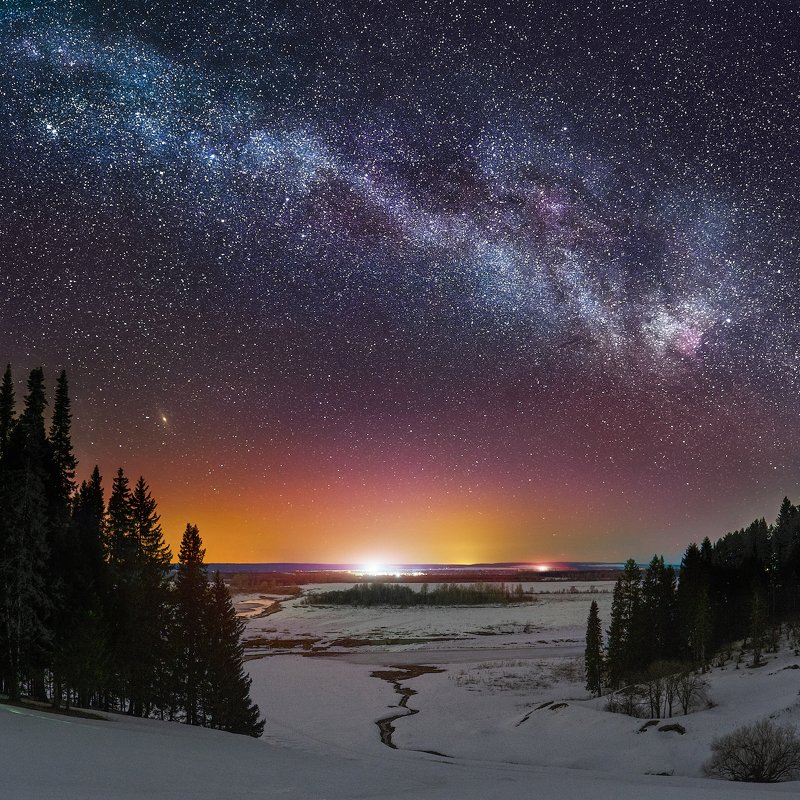 пермский край, ночь, звёзды, млечный путь, снег, весна *** фото превью