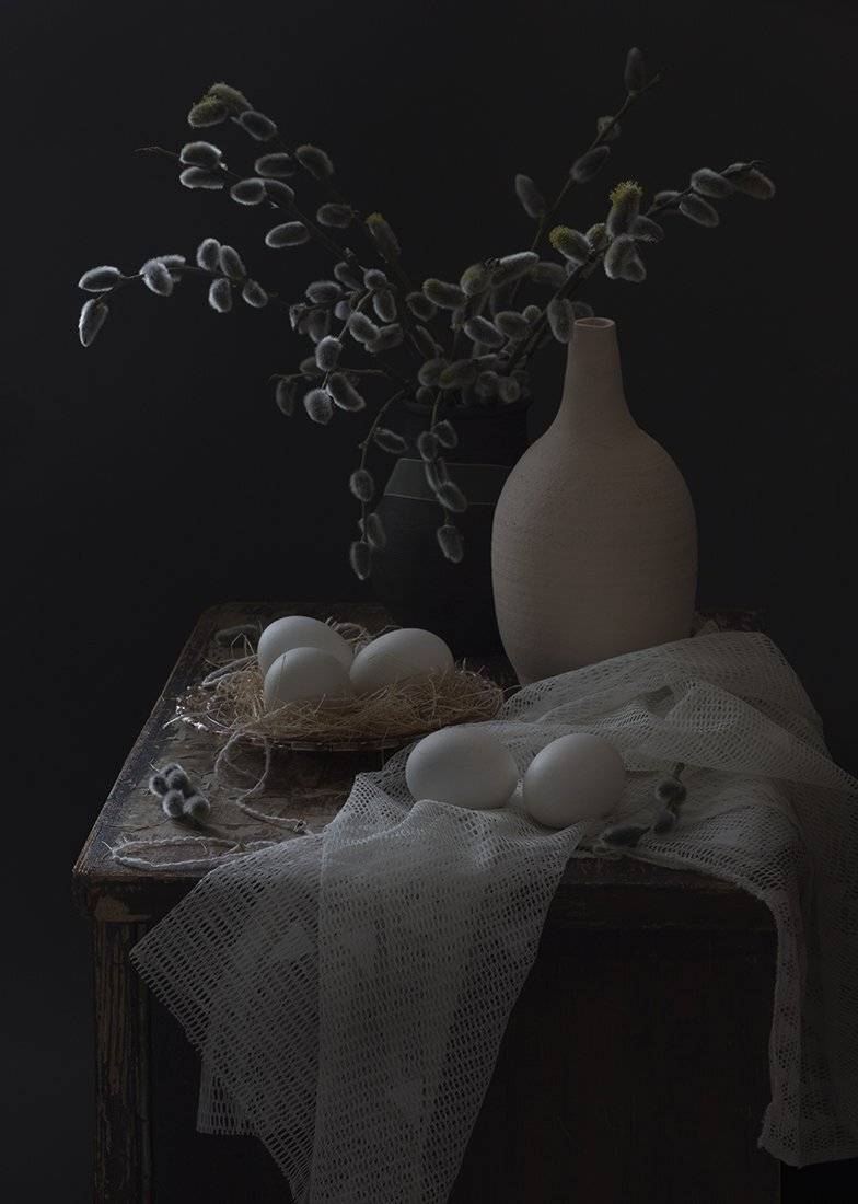 натюрморт,верба,яйцо, Елена Рубинская