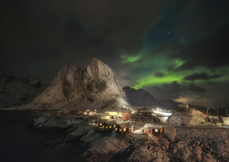 hamnoy , reine, lofoten islands, norway, evening Aurora in Lofoten фото превью