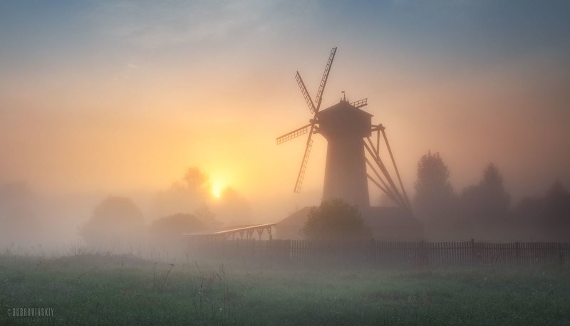 истра, мельница, рассвет, туман, май, весна Майское утро фото превью