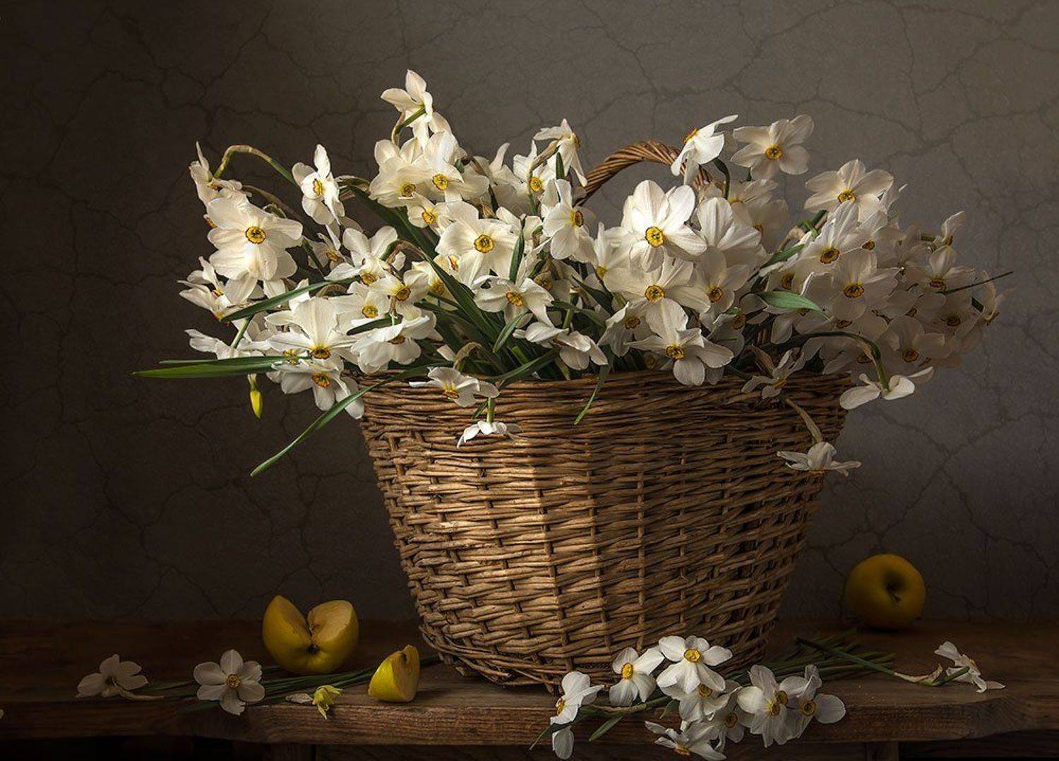 натюрморт с нарциссами,весна,букет,цветы,корзина,художественное фото,искусство., Людмила Костюченко