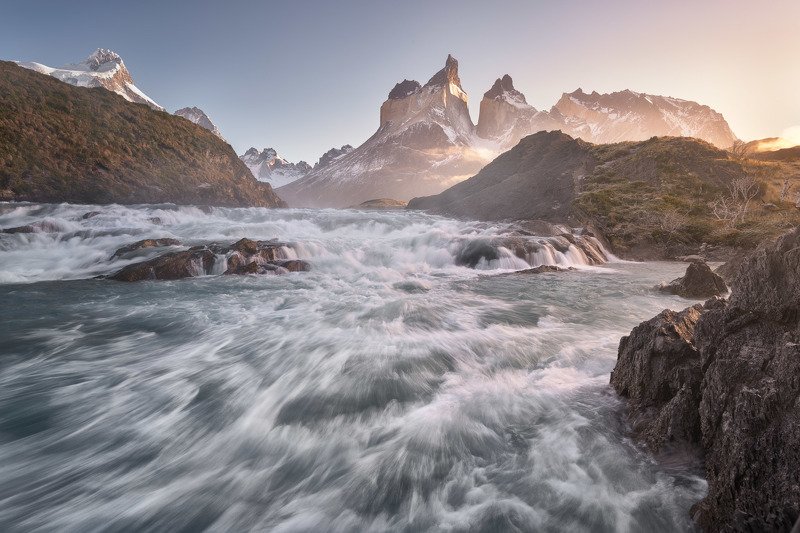 america, andes, basalt, blue, chile, cliff, cuernos, del, dramatic, glacier, hiking, hill, history, island, lago, lake, landmark, landscape, light, morning, mountain, national, nature, outdoor, paine, park, patagonia, peak, pehoe, range, rock, rough, scen Going Upstream фото превью