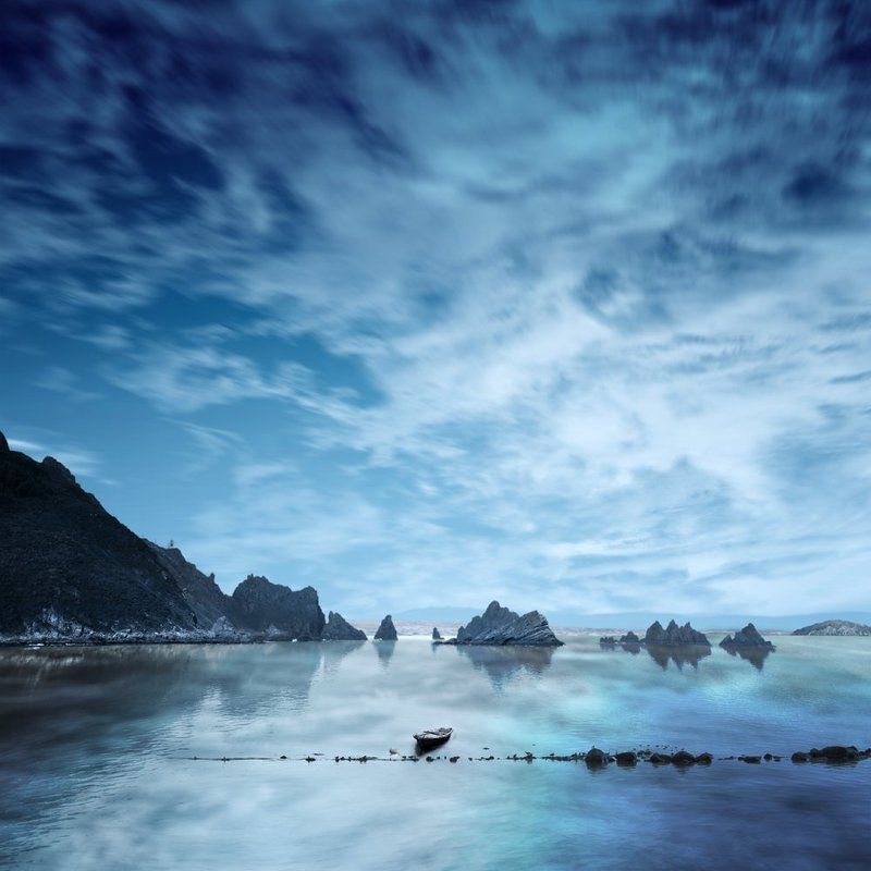 fire, sky, morning, rock, tree, stone, mountain, cliff, ir, burn, amazing, carinio, boat A new day has born - IR - II фото превью