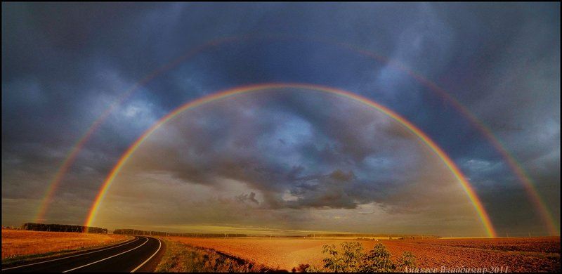 радуга, двойная Дорога в радугу фото превью