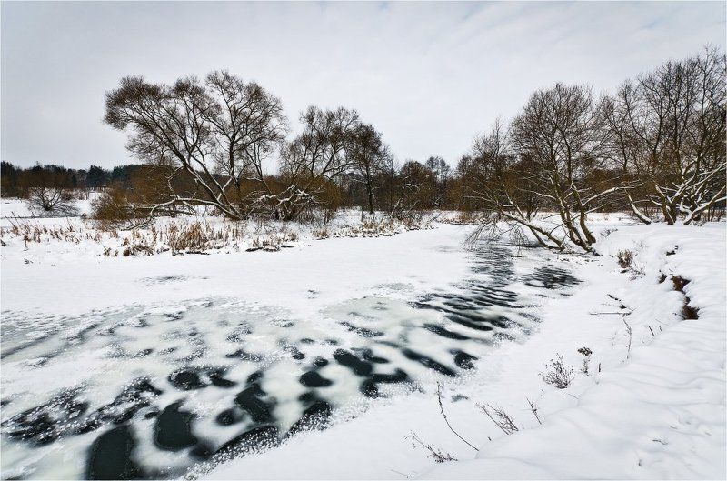 зима, мороз, река, деревья, снег, февраль * фото превью