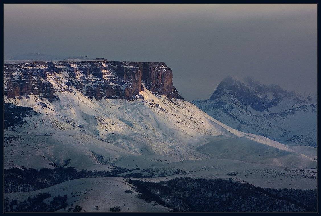 кавказ, горы, вечер, закат, зима, Николай Стюбко