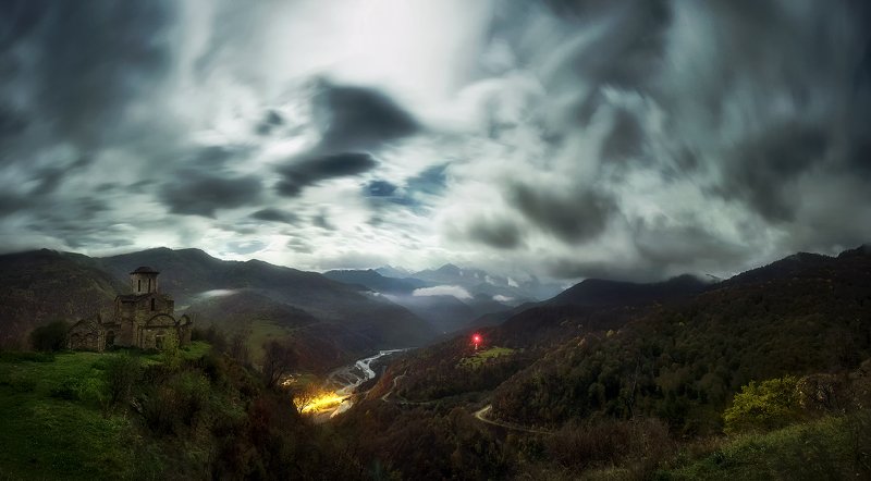 ночь, луна, озеро, отражение, звезды, ночной пейзаж, лунный пейзаж, nightscape, landscape, млечный путь, церковь, храм, древний храм Сентинский храм в полнолуние фото превью