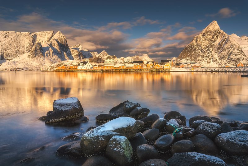 lofoten, sakrisoy, reflections, morning, mountains, seascape, landscape, water, light Morning In Sakrisoy фото превью