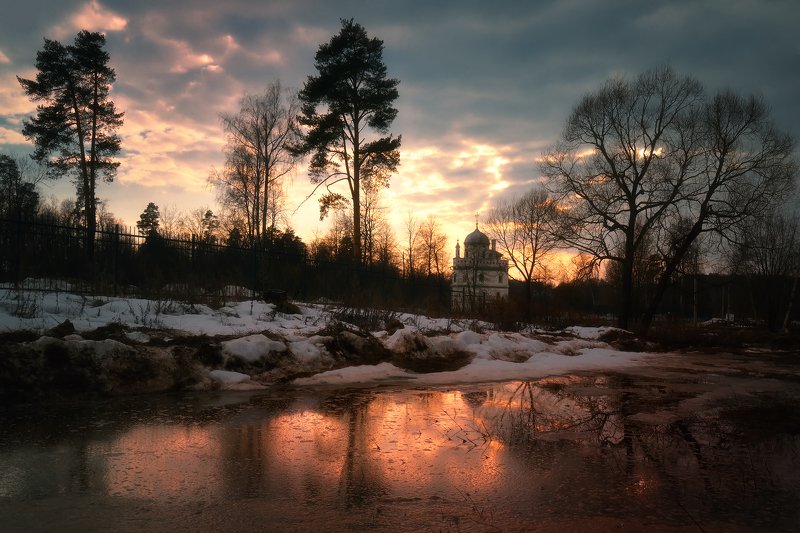 лес, природа, пейзаж, весна, река, вода, ручей, подмосковье Весенние разливы фото превью