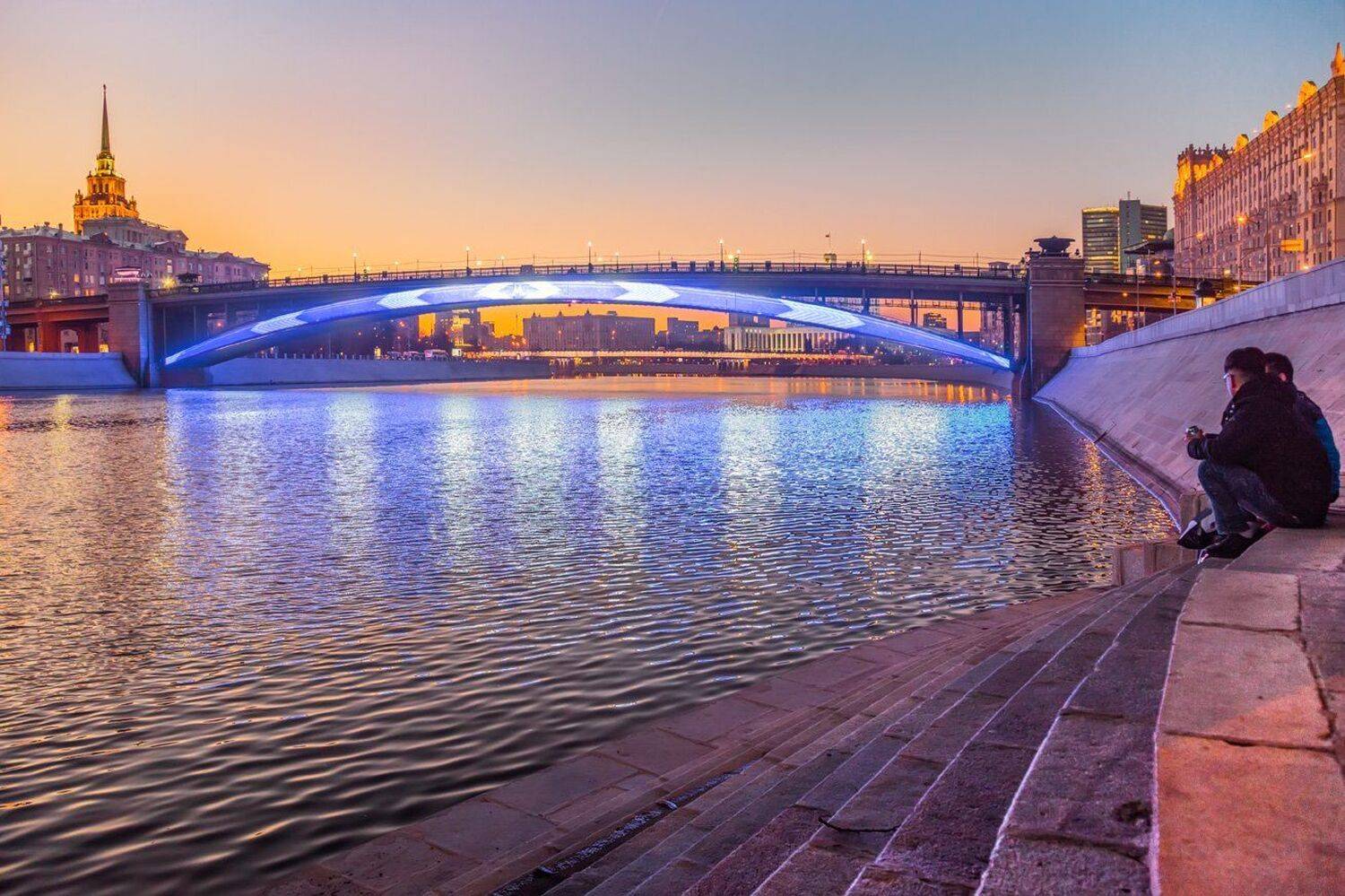 москва, вечер, река, мост, метромост, закат, набережная, Виктор Климкин
