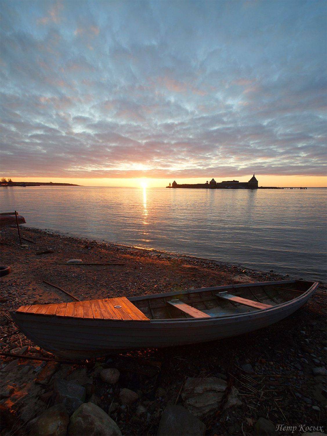 Ладога, Нева, Пейзаж, лодка, Петр Косых