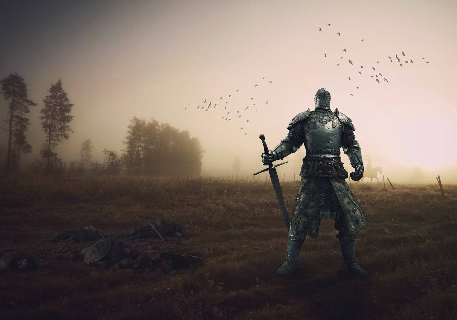 бог войны, поле, битва, утро, туман, Sergii Vidov