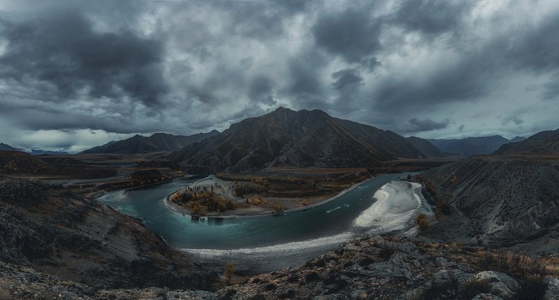 алтай, облака, горы, осень  фото превью