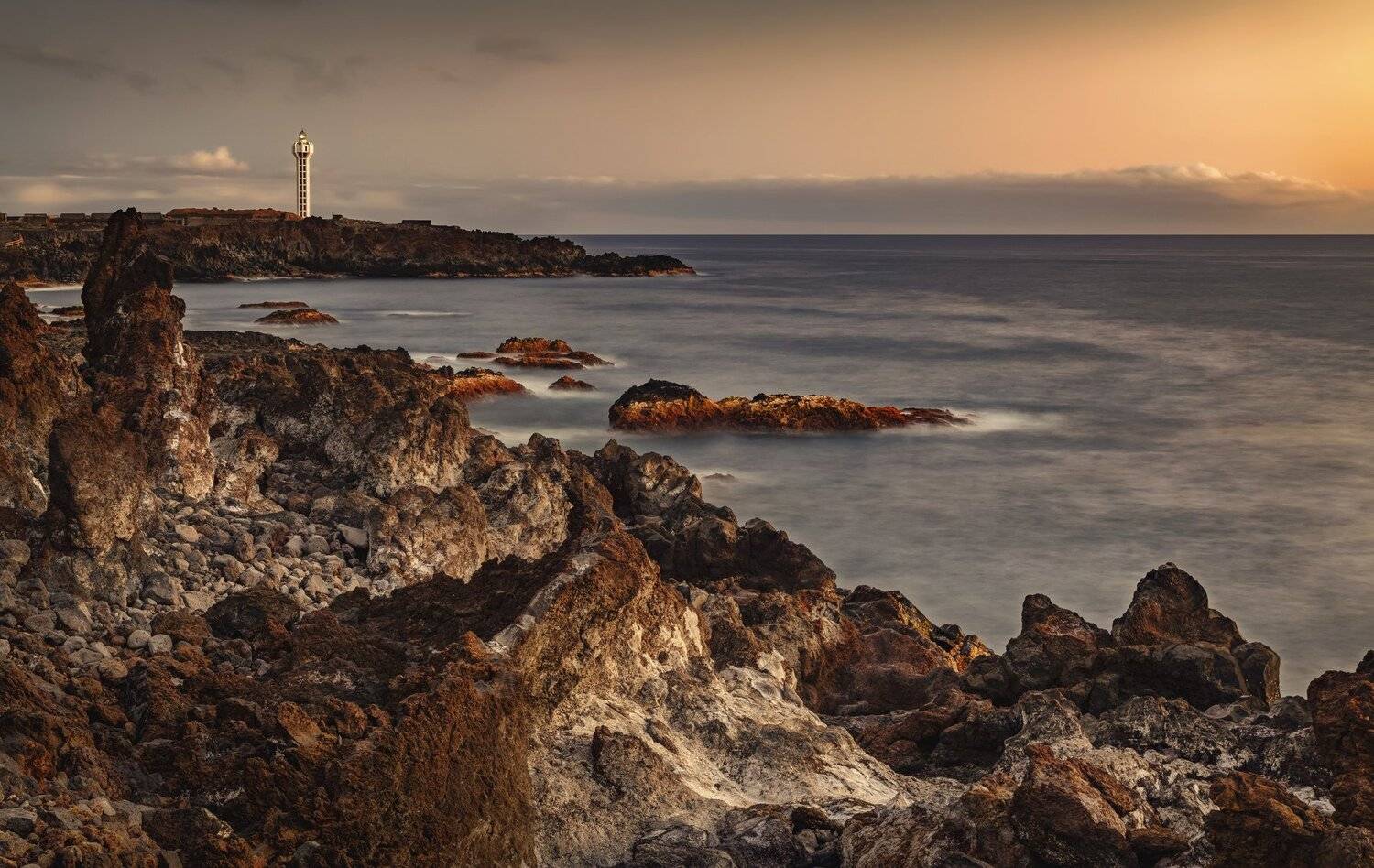 океан, маяк, закат, камни, Александр Безмолитвенный
