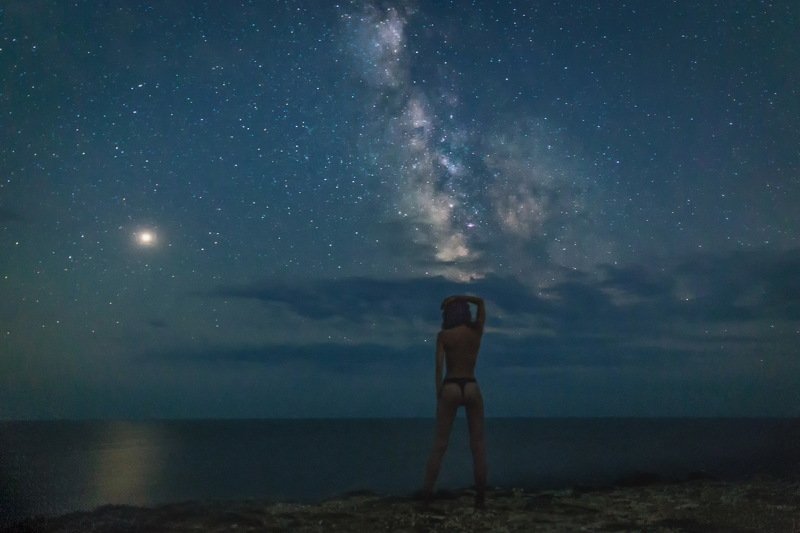 крым, горы, crimea, звезды, ночь, море  фото превью