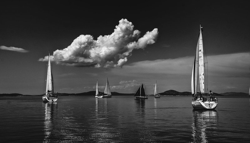 sail,sailing,sea,sky,boats,blue, silence фото превью