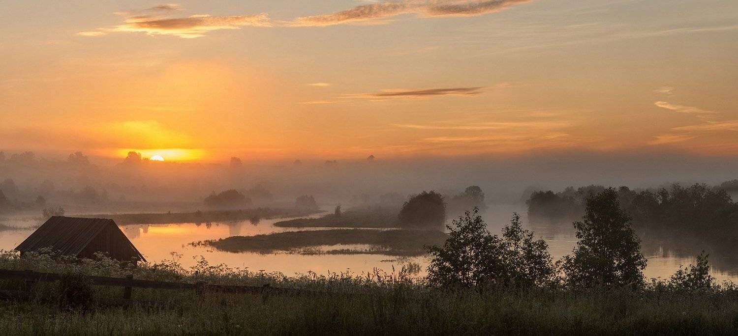 вологодская область, станция вожега, река вожега, деревня коневка, утро, восход, Valentina Vershinina