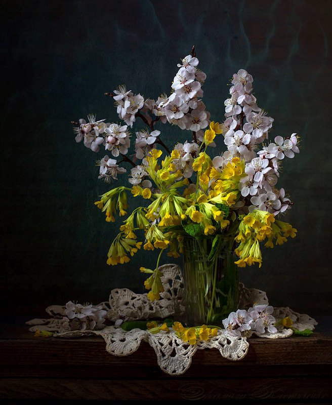 натюрморт с примулами,весна,букет,цветы,художественное фото,искусство.  фото превью