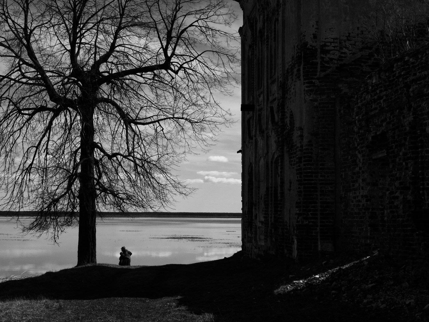 Black and white, Monochrome, Russia, Ves'egonsk, Fisherman, Portrait, Elena Beregatnova