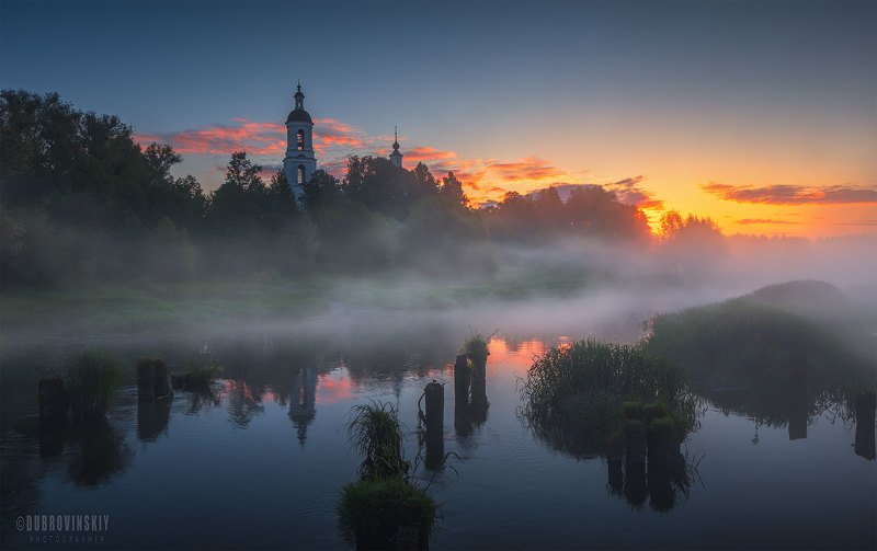 филипповское, владимирская область, река, туман, лето, рассвет. Филипповское фото превью