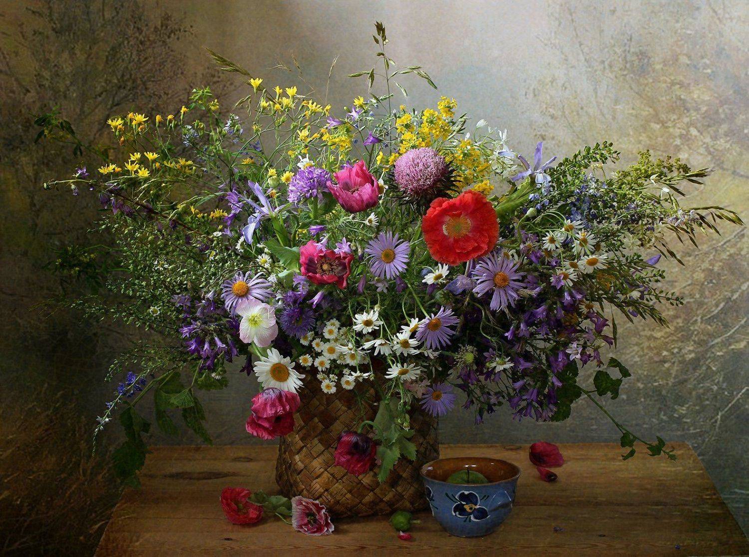 лето, натюрморт, букет цветов, маки,васильки,ромашки,  марина филатова, Марина Филатова