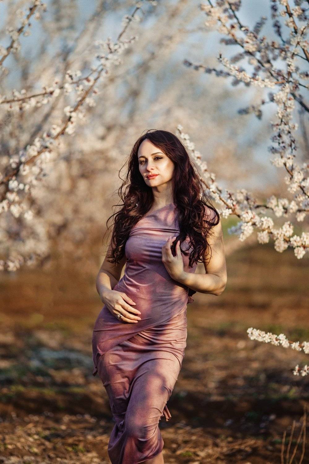 весна, портрет, цветущий сад, девушка, модель, Мария Братан