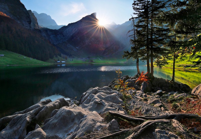 швейцария, альпы, горы Поймать уходящее солнце фото превью