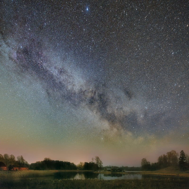 night, nightscape, milkyway, stars Araisi lake castle фото превью