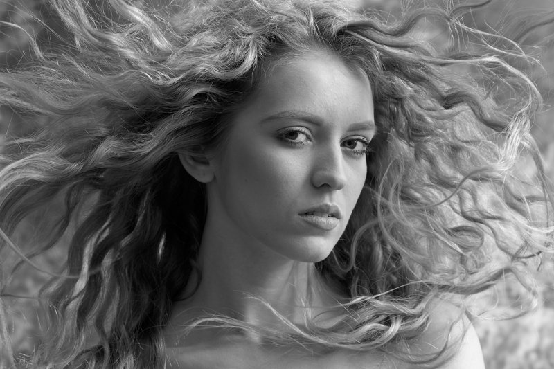 портрет, девушка, волосы, красота,ч\\б,олег_грачёв, oleg_grachev,portrait,girl, beauty,russianbeauty,amazing,nice, Майя (4) фото превью