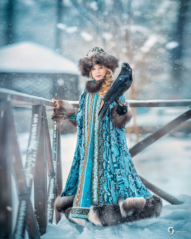 княжна, зима, сказка, ворона, ворон, снег, новый год, рождество, метель Княжна и ворон фото превью