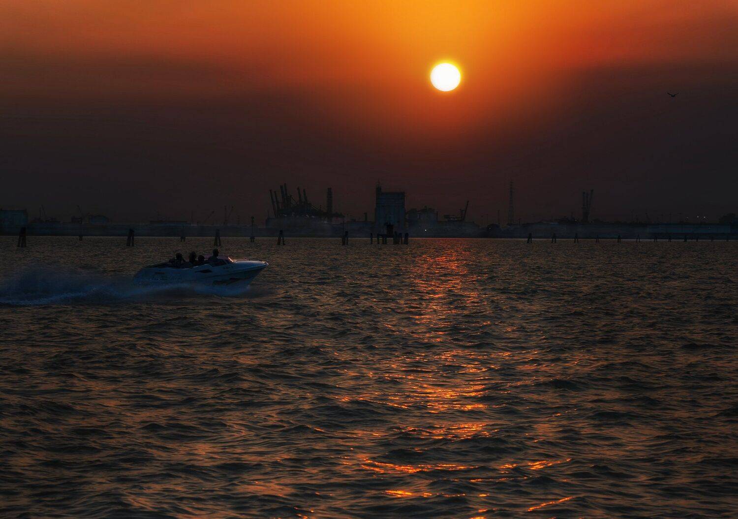 вечер, море, закат, лодка, Владимир Штыриков