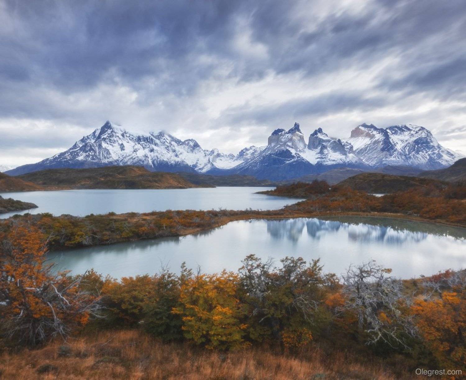 горы осень озеро отражение патагония чили, Oleg Rest